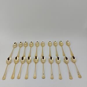 Vintage (20) Shell Gold Tone Hollywood Regency Teaspoons Spoons